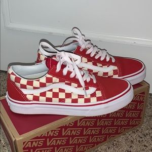 Red checkered Vans